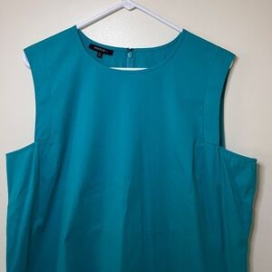 Lafayette 148 New York Sleeveless Scoop Neck Cotton Tunic Blouse w/ Zipper Plus